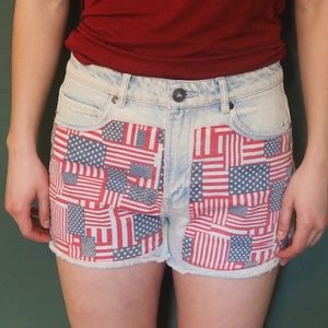 American Flag Jean Shorts